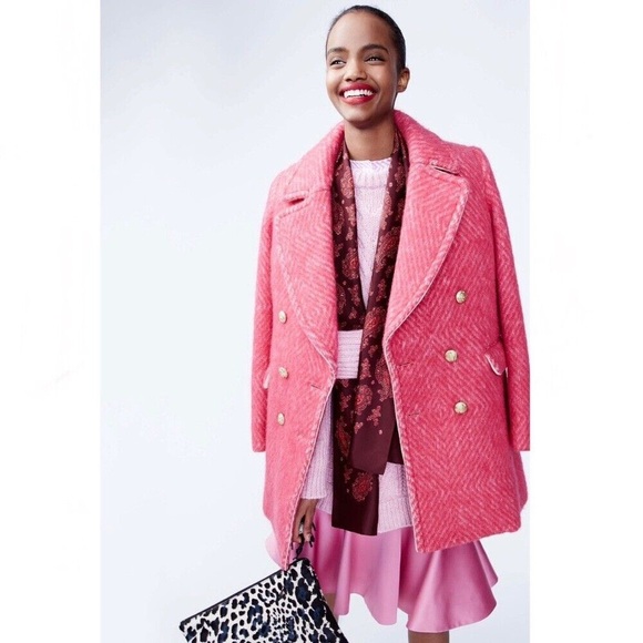 J.CREW Diamond Tweed Barbie Pink Coat Size 0 Sorbet Ivory Blazer Jacket - Picture 5 of 7